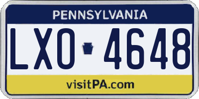 PA license plate LXO4648