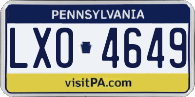 PA license plate LXO4649