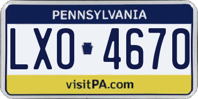 PA license plate LXO4670