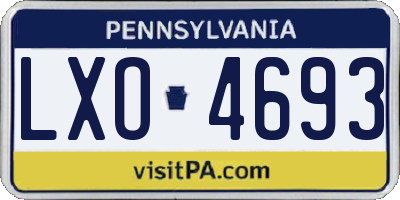 PA license plate LXO4693