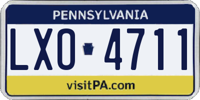 PA license plate LXO4711