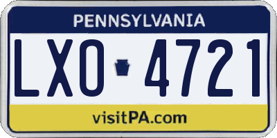 PA license plate LXO4721