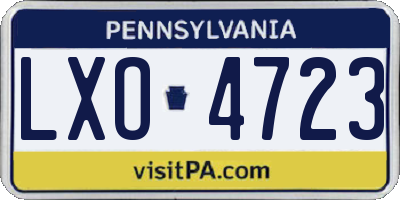 PA license plate LXO4723