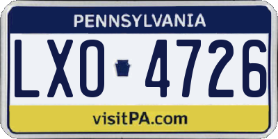 PA license plate LXO4726