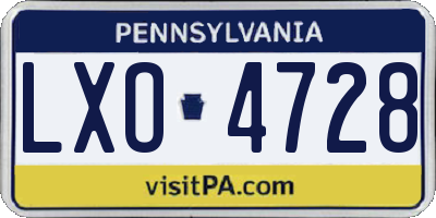 PA license plate LXO4728