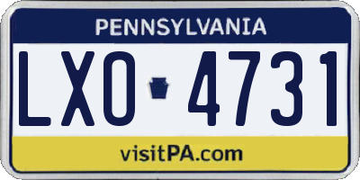 PA license plate LXO4731