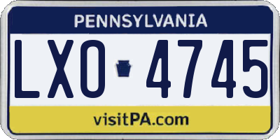 PA license plate LXO4745