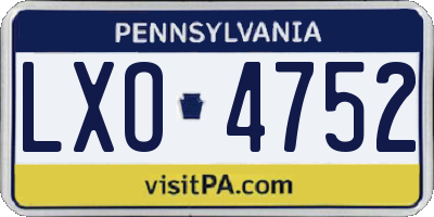 PA license plate LXO4752