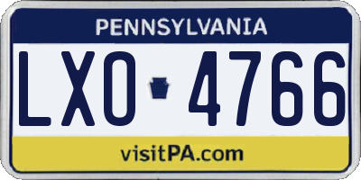 PA license plate LXO4766