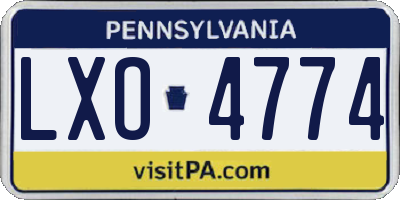 PA license plate LXO4774
