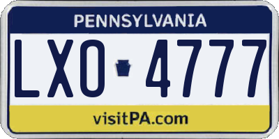 PA license plate LXO4777