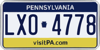 PA license plate LXO4778