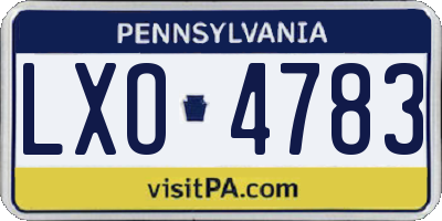 PA license plate LXO4783