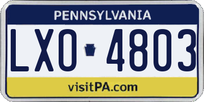 PA license plate LXO4803