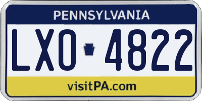 PA license plate LXO4822
