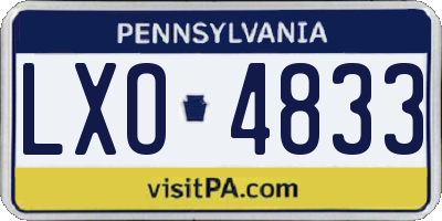 PA license plate LXO4833