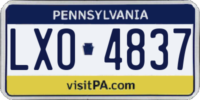 PA license plate LXO4837