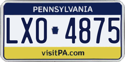 PA license plate LXO4875