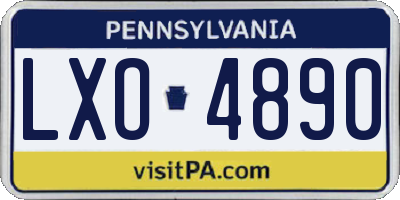 PA license plate LXO4890
