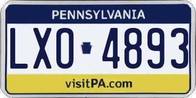 PA license plate LXO4893