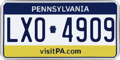 PA license plate LXO4909