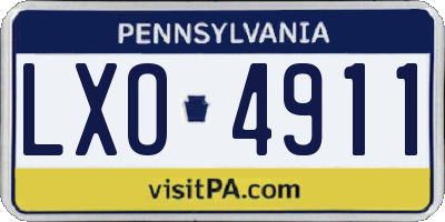 PA license plate LXO4911