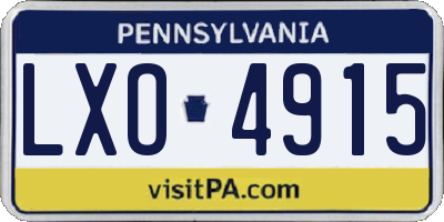 PA license plate LXO4915