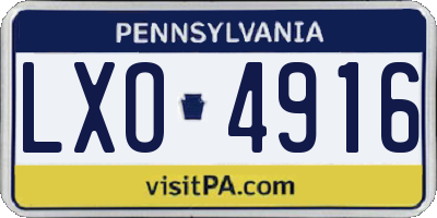 PA license plate LXO4916