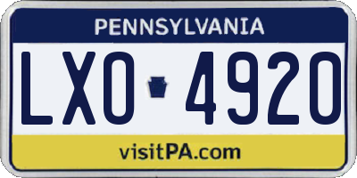 PA license plate LXO4920