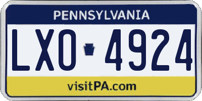 PA license plate LXO4924