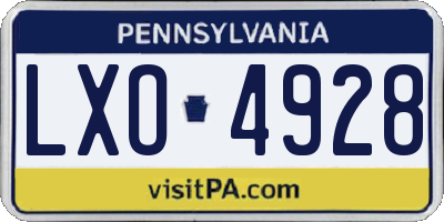 PA license plate LXO4928