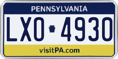 PA license plate LXO4930