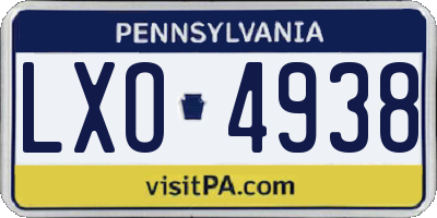 PA license plate LXO4938
