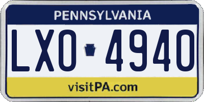 PA license plate LXO4940