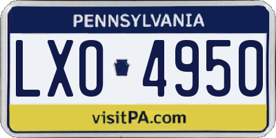PA license plate LXO4950