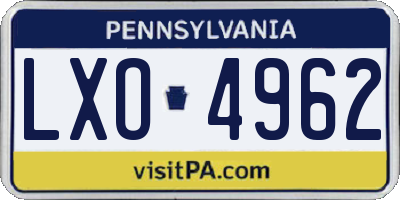 PA license plate LXO4962