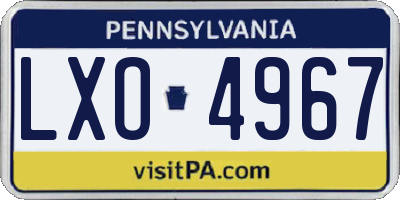 PA license plate LXO4967