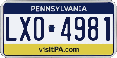 PA license plate LXO4981