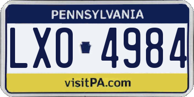 PA license plate LXO4984