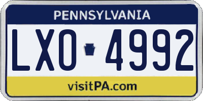 PA license plate LXO4992