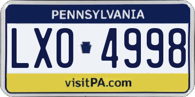 PA license plate LXO4998