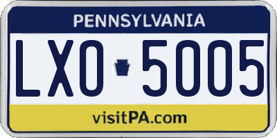 PA license plate LXO5005