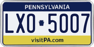 PA license plate LXO5007