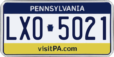 PA license plate LXO5021