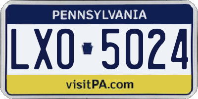 PA license plate LXO5024