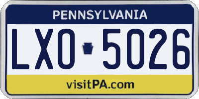 PA license plate LXO5026
