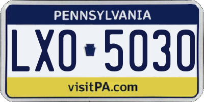 PA license plate LXO5030