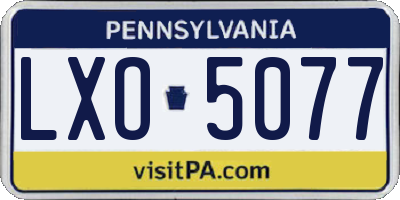 PA license plate LXO5077