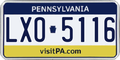 PA license plate LXO5116