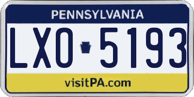 PA license plate LXO5193